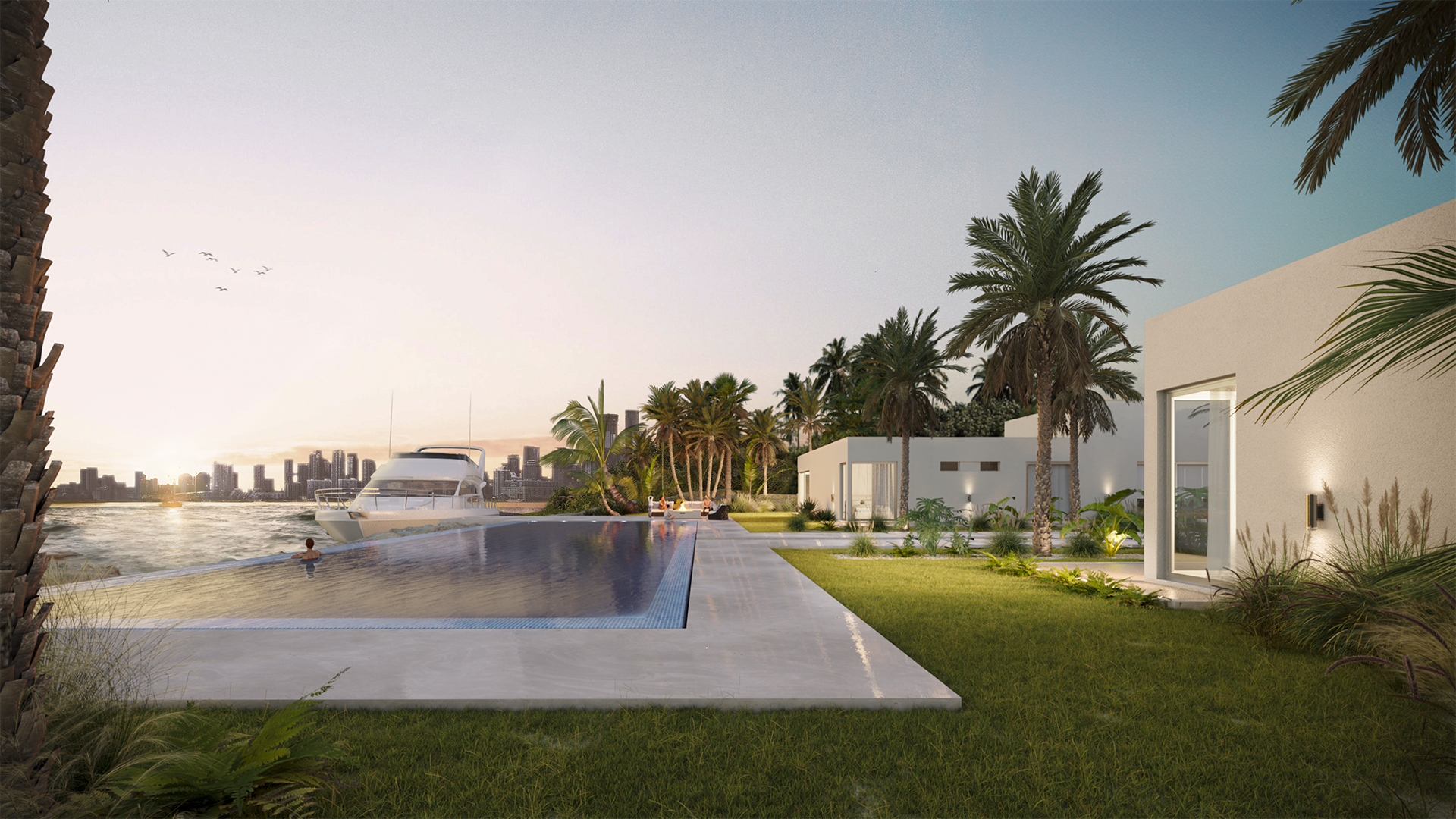 Render arquitectónico · Canal House · vivienda sobre canal · Miami Florida Estados Unidos · Arcando Visual