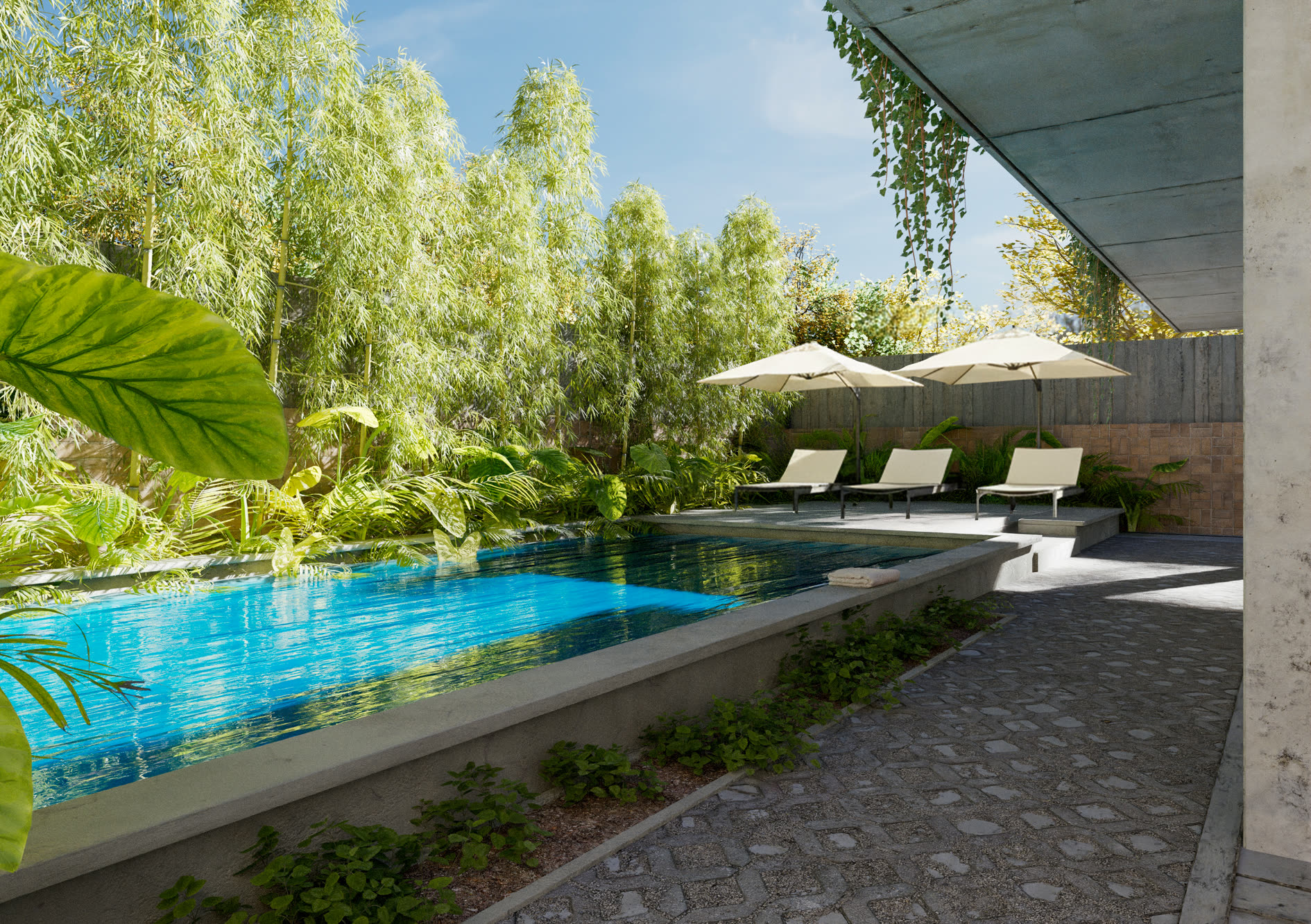 Las Piedras — pileta del conjunto