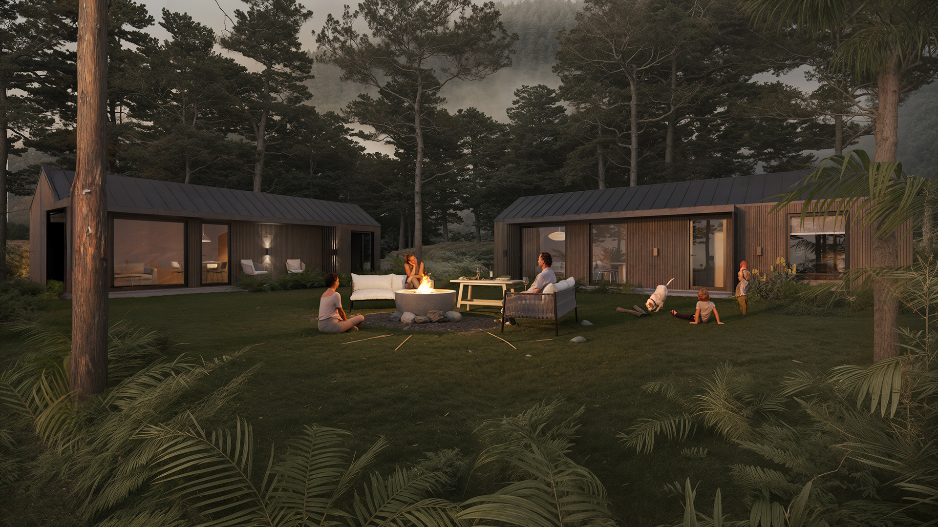 Render arquitectónico · Tiny Thuis · vivienda mínima en bosque · Friesland Países Bajos · Arcando Visual